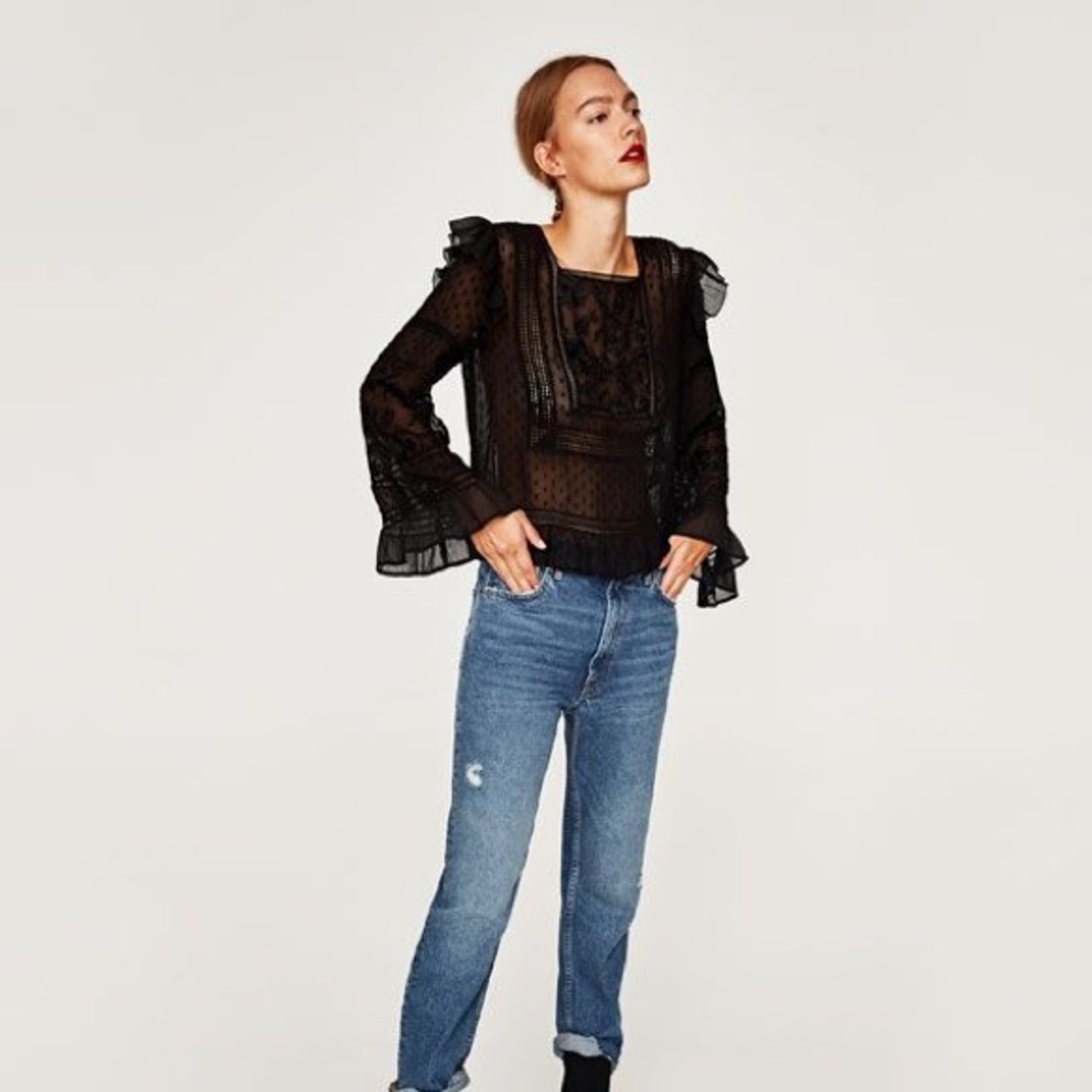 Zara Black Romantic Blouse